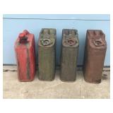 3 - Vintage U.S. Military Fuel Cans and 1 Plastic Jeep Fuel Can
