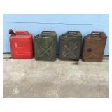 3 - Vintage U.S. Military Fuel Cans and 1 Plastic Jeep Fuel Can