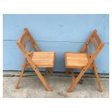 2 - Wooden Patio Fold Up Chairs made in Romania