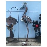 3 - Metal Yard Ornaments - Angel - Humming Birds with Flowers and Butterflies - Bronze Heron Bird
