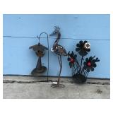 3 - Metal Yard Ornaments - Angel - Humming Birds with Flowers and Butterflies - Bronze Heron Bird