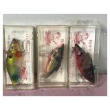 Lot of 5 Bill Lewis Ray-L-Trap Fishing Lures in Plastic Containers