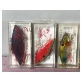 Lot of 5 Bill Lewis Ray-L-Trap Fishing Lures in Plastic Containers
