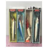 Lot of 4 Large Rapala Fishing lures in Boxes