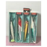 Lot of 4 Large Rapala Fishing Lures in Boxes