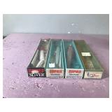 Lot of 4 Large Rapala Fishing Lures in Boxes