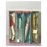 Lot of 4 Large Rapala Fishing Lures in Boxes