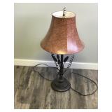 Metal Framed Lamp with Cattail Design