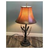 Metal Framed Lamp with Cattail Design