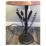 Metal Framed Lamp with Cattail Design