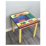 Kids Table with Cats, Fish and Star Designs on it - smoke free