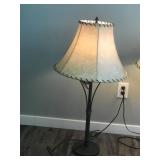 Matching Pair of Metal Framed Lamps with Pinecone Design