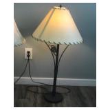 Matching Pair of Metal Framed Lamps with Pinecone Design