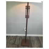 Large Metal Framed Lamp with Cardinal Bird Figurine on Top and Moose & Pine Tree Silhouettes on Lamp Shade - smoke free