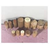 Lot of Vintage Wooden Fish Hook & Lead Weight Containers