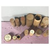 Lot of Vintage Wooden Fish Hook & Lead Weight Containers