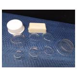 7 Blue tint and clear Pyrex bowls and more