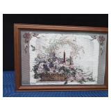 Finished framed cross stitch piece titled "Elderberry Medley" designed by Paula Vaughan-finished by Pat Richter