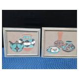 2 Framed sand art pictures