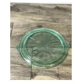 Vintage Tendril Green Uranium Handled Cake Plate Platter 9.75”