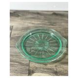 Vintage Tendril Green Uranium Handled Cake Plate Platter 9.75”