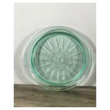 Vintage Tendril Green Uranium Handled Cake Plate Platter 9.75”