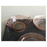 Lot of Pink Depression Glass and More - Bowls - Platters - Creamer - Sugar and More