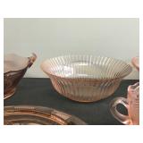 Lot of Pink Depression Glass and More - Bowls - Platters - Creamer - Sugar and More