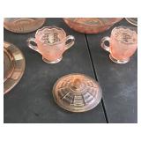 Lot of Pink Depression Glass and More - Bowls - Platters - Creamer - Sugar and More