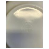 Vintage Pyrex 404 Promo Holder Bowl Cradle Carrier Stand Gold Frame Wood Handles with 404 40T Pyrex Bowl with Lid Vintage