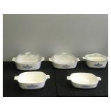 Lot of 5 Vintage Corning Ware Casserole Dishes