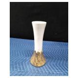 Vintage American Bisque whit ceramic vase with weeping 22K gold on base - made in USA