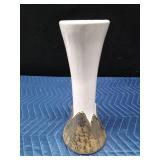 Vintage American Bisque whit ceramic vase with weeping 22K gold on base - made in USA