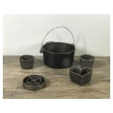 Vintage Griswold Deep Patty Bowl & 3 Molds