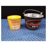 Hormel Pure Lard tin and a Coca-Cola ice bucket