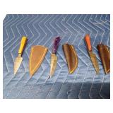 3 Handmade Damascus steel knives with Pakka wood handles and sheaths