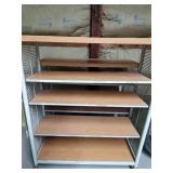 Heavy duty double sided shelf on wheels with metal frame and wood shelves