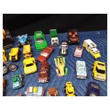 Lot of toy cars, trucks, tractors, bus, RTVs, and more