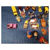 Lot of toy cars, trucks, tractors, bus, RTVs, and more