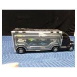 Semi toy car carrier with Hot Wheels and Matchbox cars