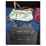 3 Rosetti purses and 1 other purse and a hat