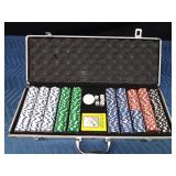 Poker chip set in metal case
