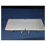 Poker chip set in metal case