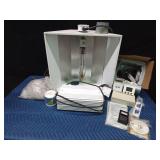 Growing light with calibration system, power converter box and branch clips with twine