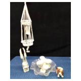 Angel garden statue, dog planter, sprout planter, bowl and plant hanger