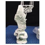 Angel garden statue, dog planter, sprout planter, bowl and plant hanger
