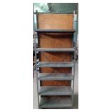 6 Tier metal floor shelf with wood back