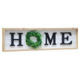 Wooden Framed Home Sign with Wreath $31.99 Retail - Brand New
