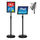 Adjustable Pedestal Poster Sign Stand 2 Pack, 8.5" x 11" $57.99 Retail - Brand New