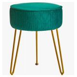 Velvet Round Footrest Ottoman Green - Brand New